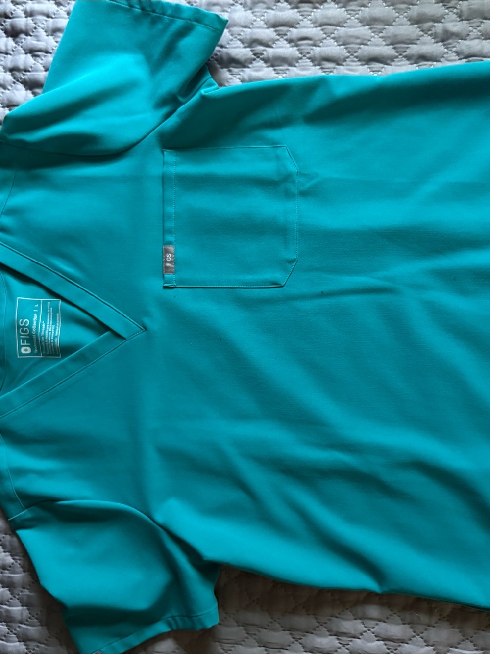 Figs Teal V-Neck Short Sleeve Scrub Top